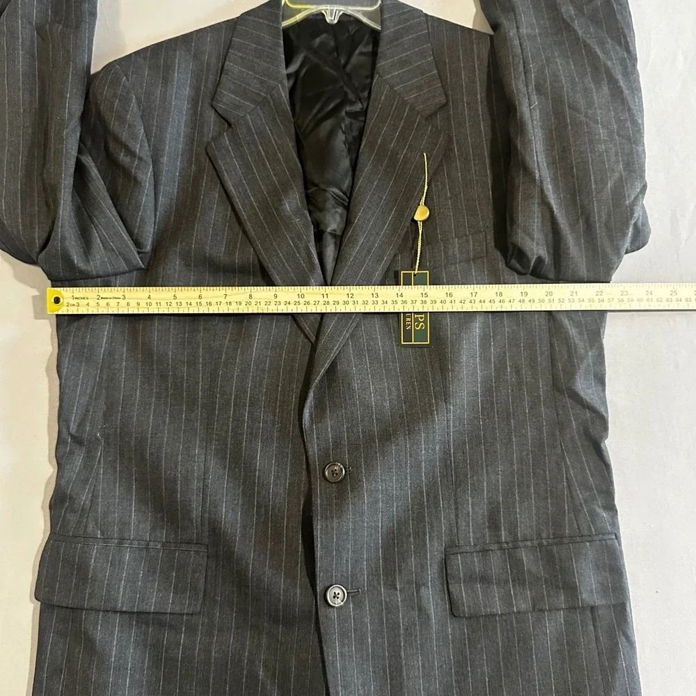 Chaps Ralph Lauren Blazer Mens 42T Grey Good Pinstripe Wool 2-Button Jacket